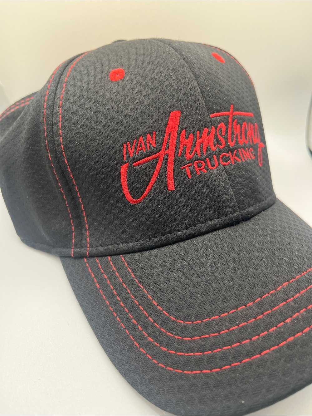 Ivan Armstrong Trucking Black Baseball Cap with Red Stitching